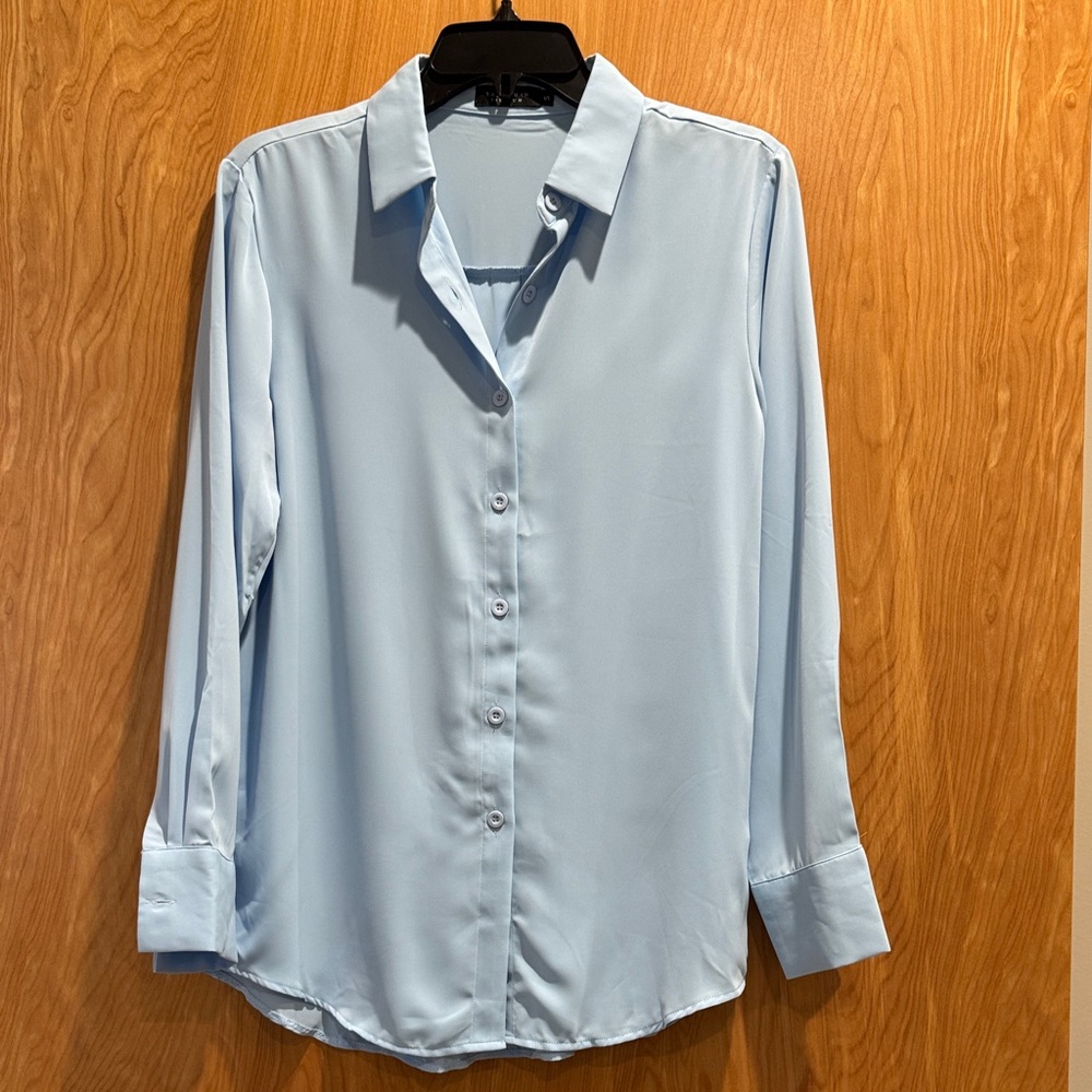 Classic Light Blue Button-Up Blouse